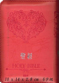聖經/和合本3系列-桃紅儷皮拉鍊銀邊