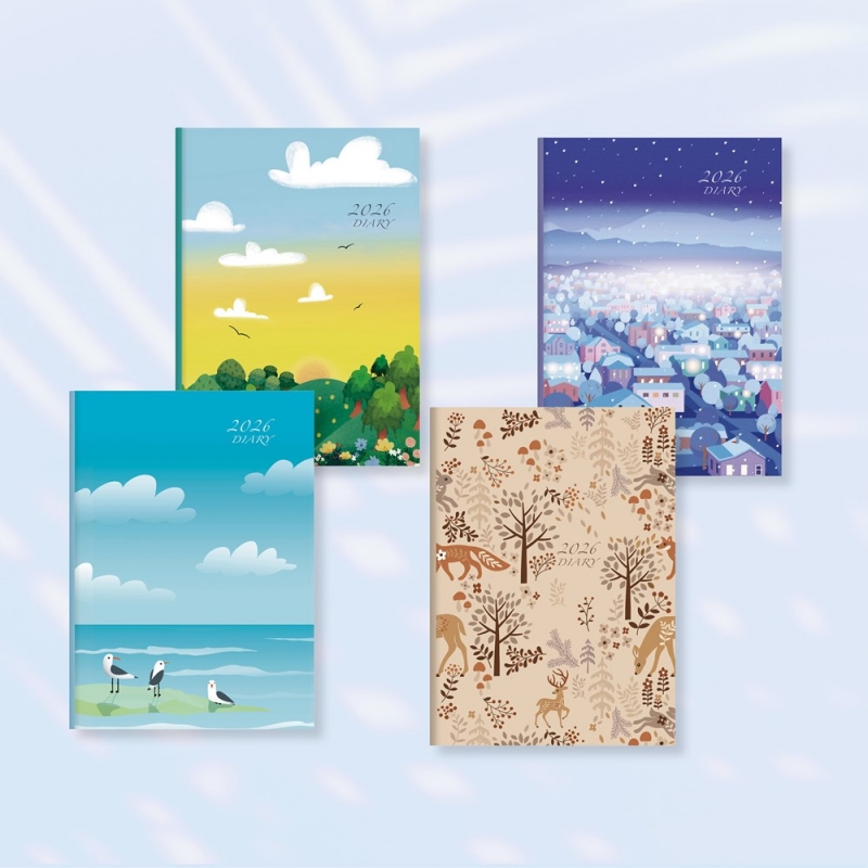 經典版(暮色/柳絮/碧海/迷鹿)-25K橫式週誌卡紙精裝(2026校園週曆)