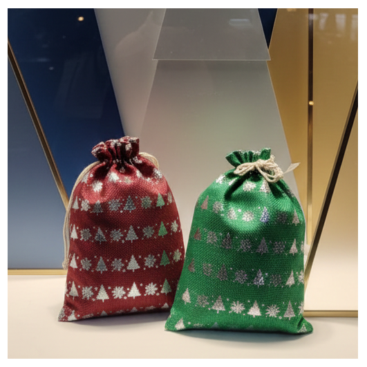 聖誕包裝禮物袋(小)/燙金束口袋(紅/綠)
