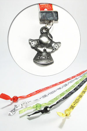 救恩五色緞帶書籤--禱告天使